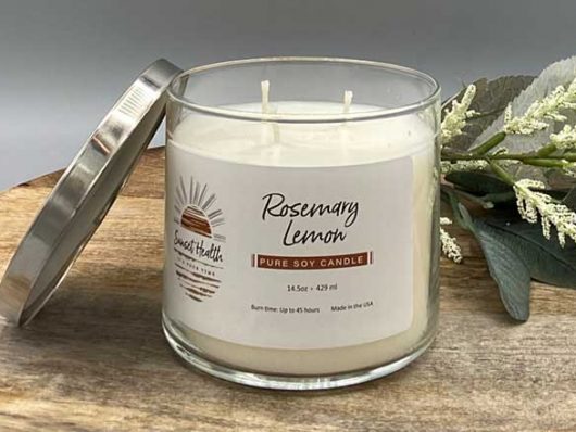 pure soy candle rosemary lemon