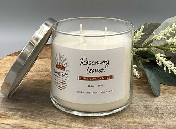 pure soy candle rosemary lemon